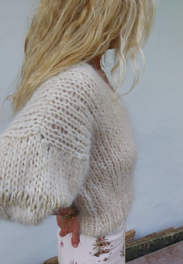 PULL MANCHES COURTES ÉCRU