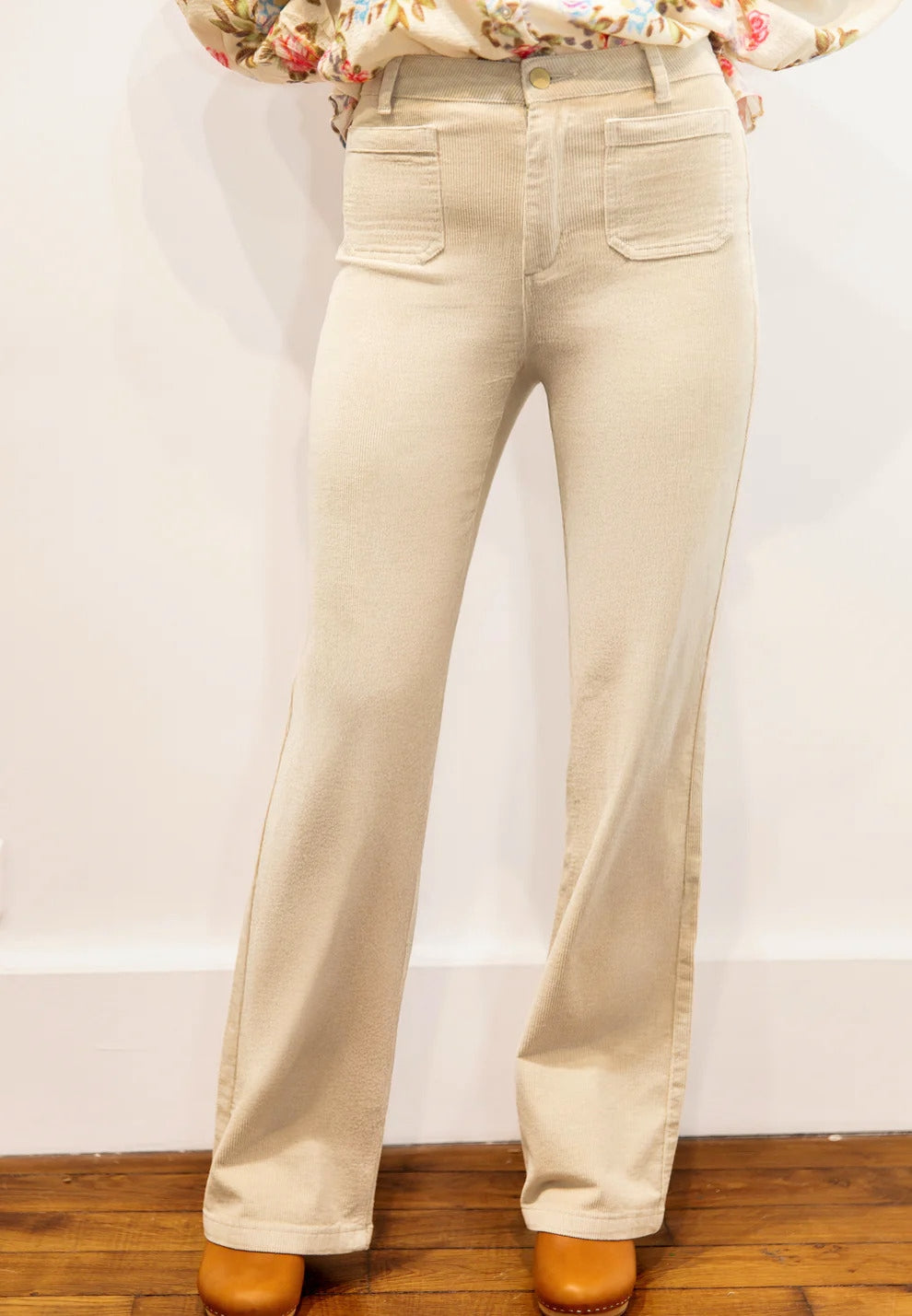 PANTALON VELOURS ECRU