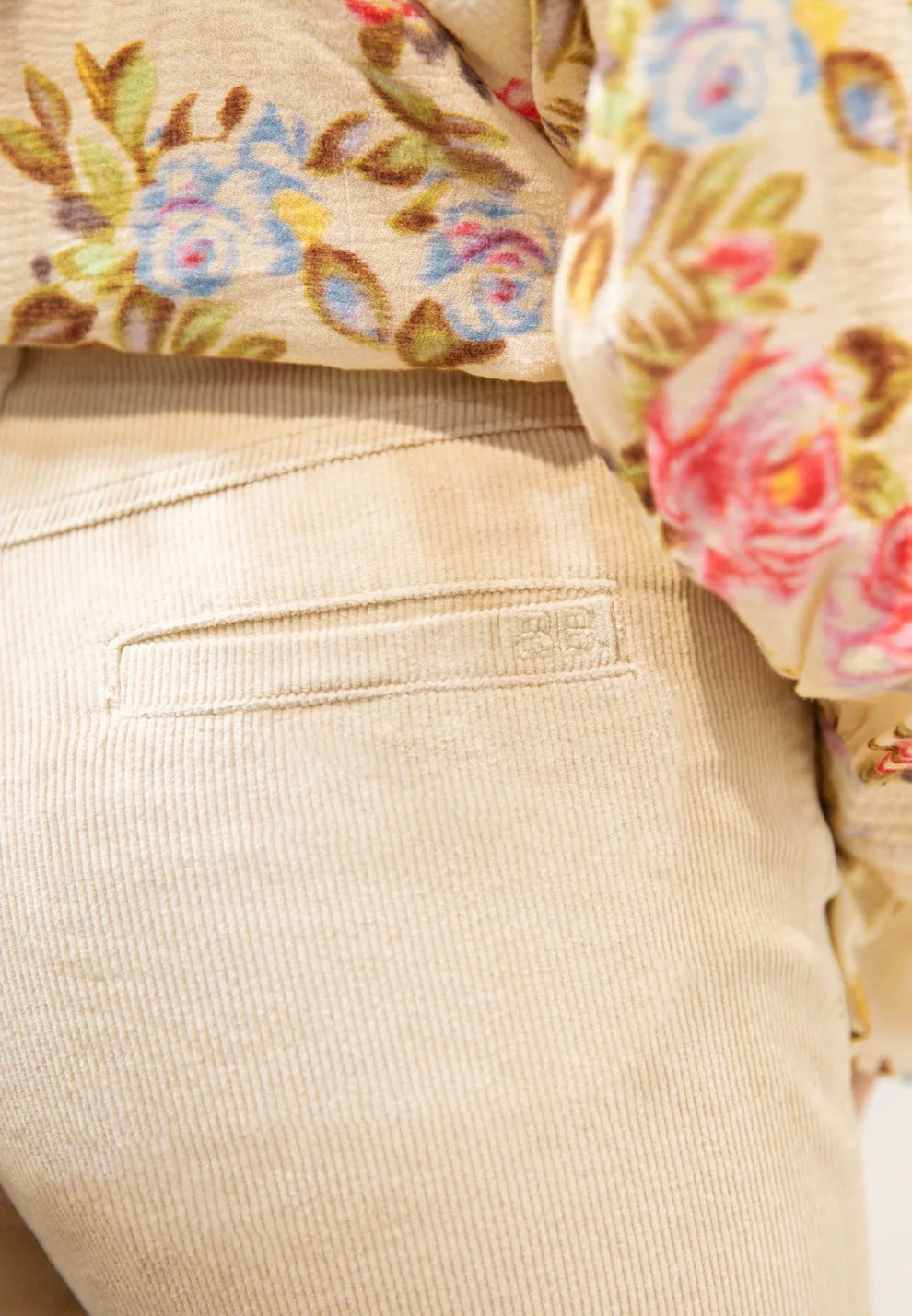 PANTALON VELOURS ECRU
