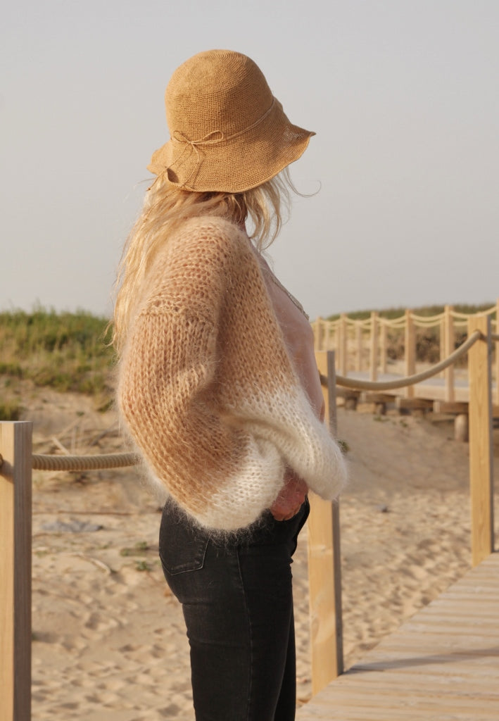 Laine Gilet Long Mohair Gilet Long Pull Grosse Maille Mohair Femme