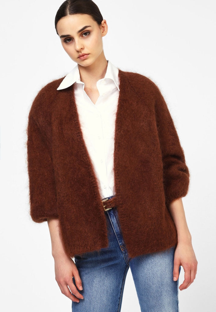 GILET MOHAIR MARRON