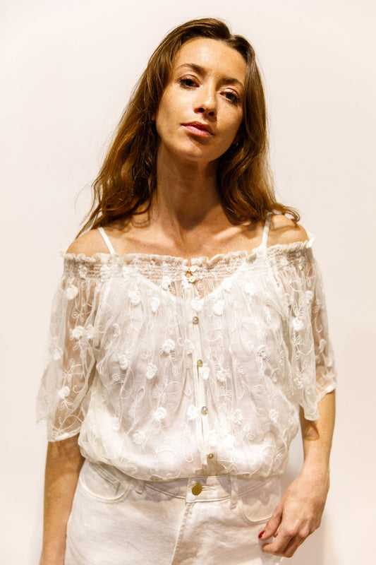 BLOUSE TULLE BRODÉ